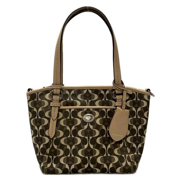 Auth COACH Peyton Dream Signature F26401 Brown Beige PVC Leather - Handbag - Picture 1 of 15